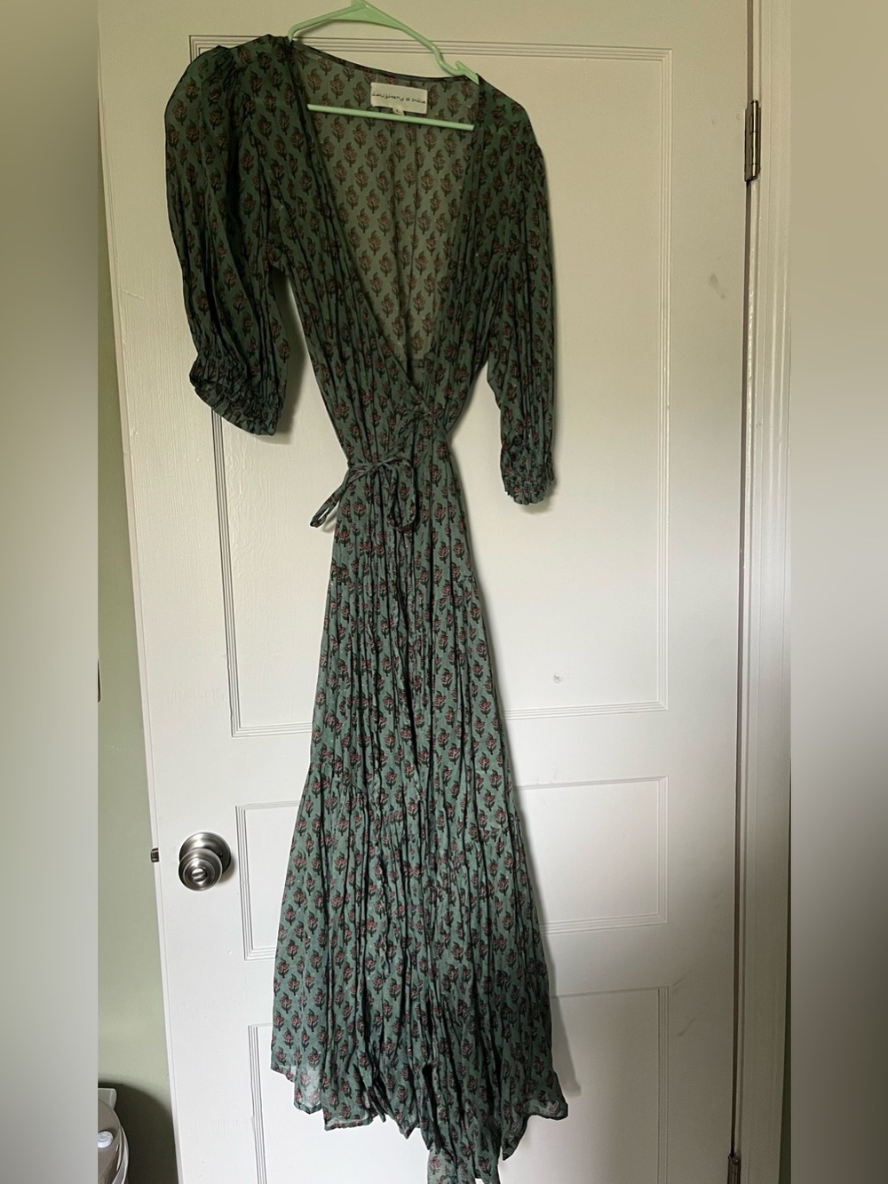 Daughters of India Zuri wrap Green Floral Dress